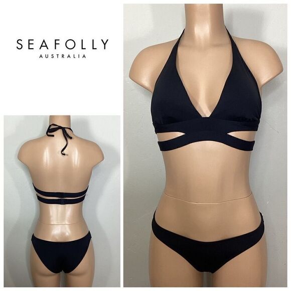 New. Seafolly black skimpy bikini. S/M. Retails $189 - Picture 1 of 12